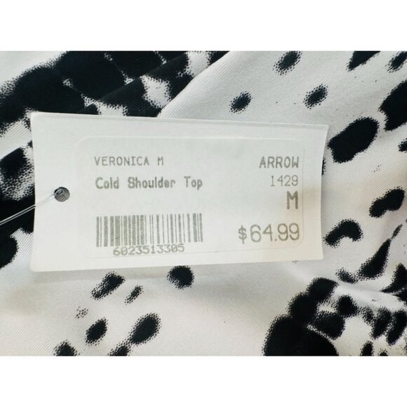 2/$30 NWT Veronica M. Medium Cold Shoulder Abstract Print Top Black & White - Picture 13 of 13